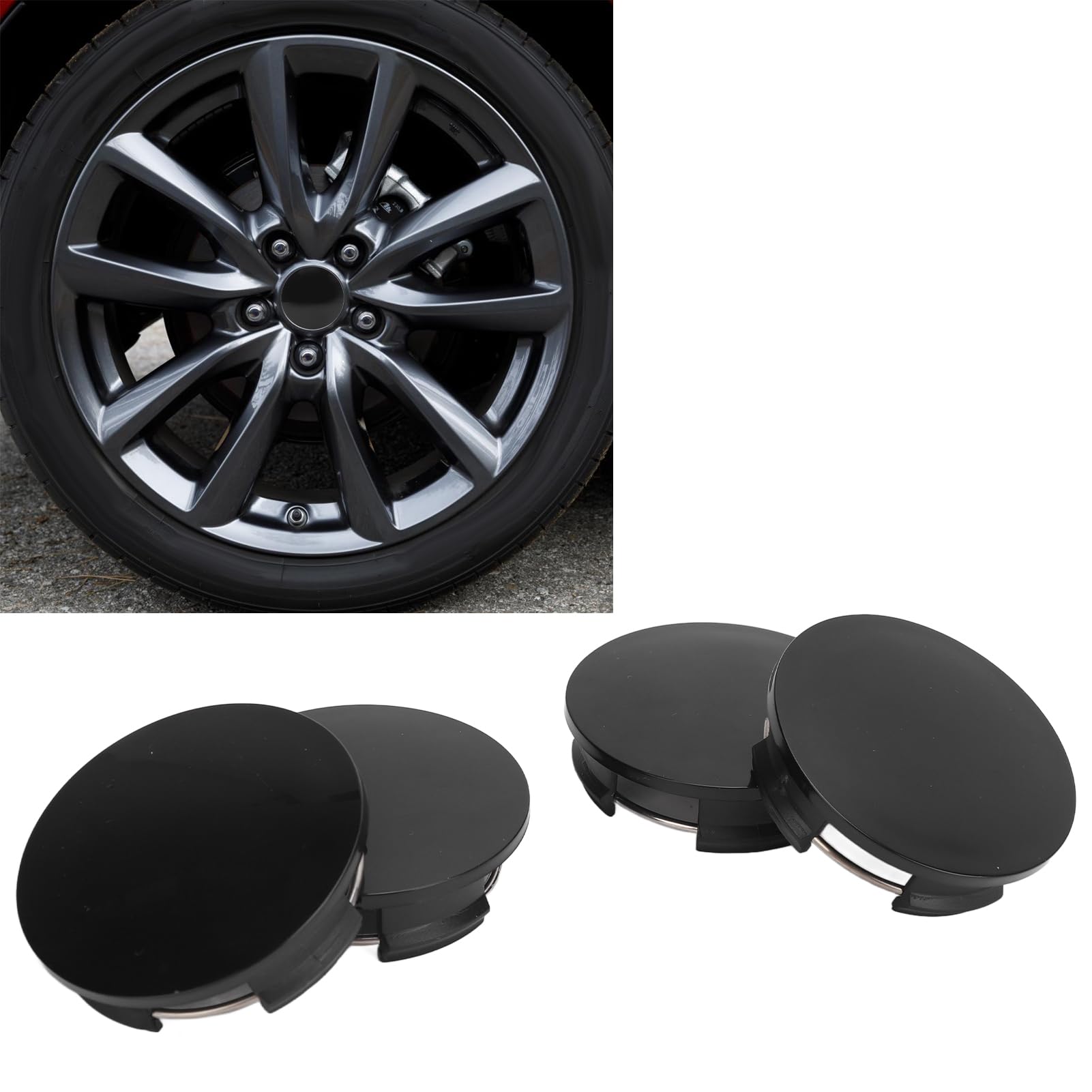 4 Tapas Buje Plata 55.5-51.5 Mm Juego De 4 Tapas Para Bujes De Llanta | Diámetro 55.5 - 51.5 Mm | Color Plata | Para Cubrir Y Decorar Llantas 5x120 19