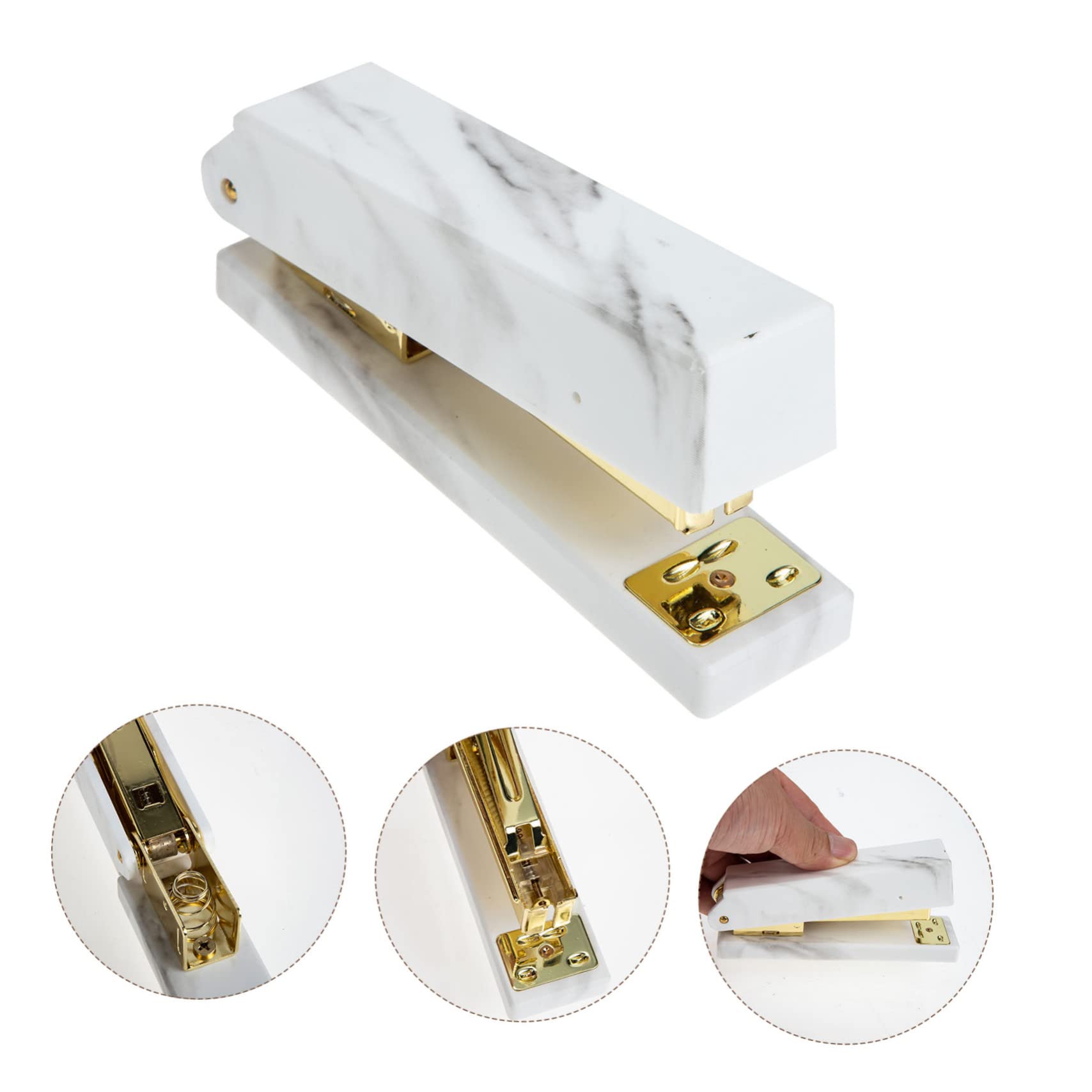 Ciieeo Agrafeuse Portable Design Exquis et Maniable à Main Multifonction Couleur Or en Plastique Abs et Électroplaqué, Compacte et Pratique pour Bureau et Maison