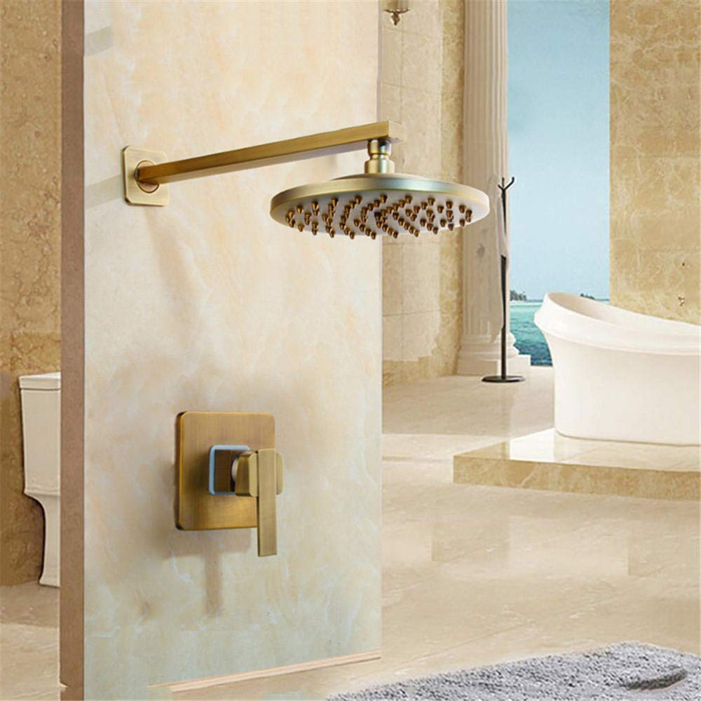 Ensemble de robinetterie de douche laiton antique effet pluie ronde 20 cm