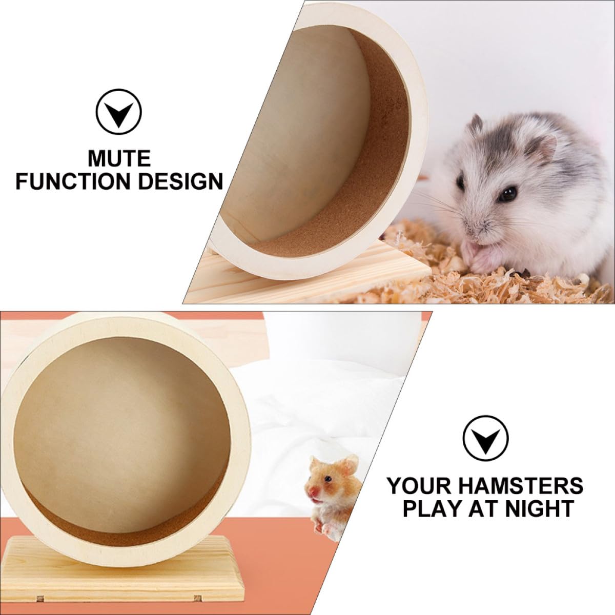 Ruota Silenziosa in Legno per Criceti e Piccoli Animali Domestici, Supporto Resistente Funzione Antistress per Esercizio e Divertimento Quotidiano