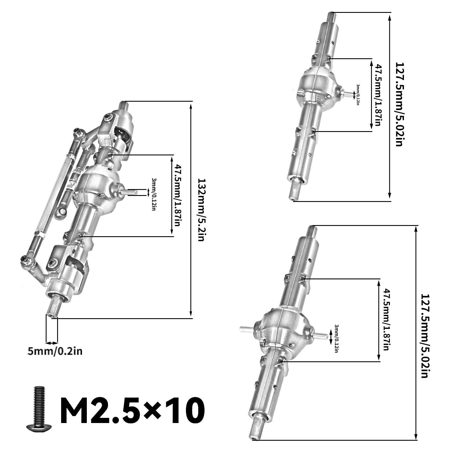 Compatible con WPL B16 B36 para FAYEE para JJRC 1/16 Accesorios De Actualización para Coche RC, Eje Delantero, Medio Y Trasero Metal, Conjuntos Seis Ruedas Piezas
