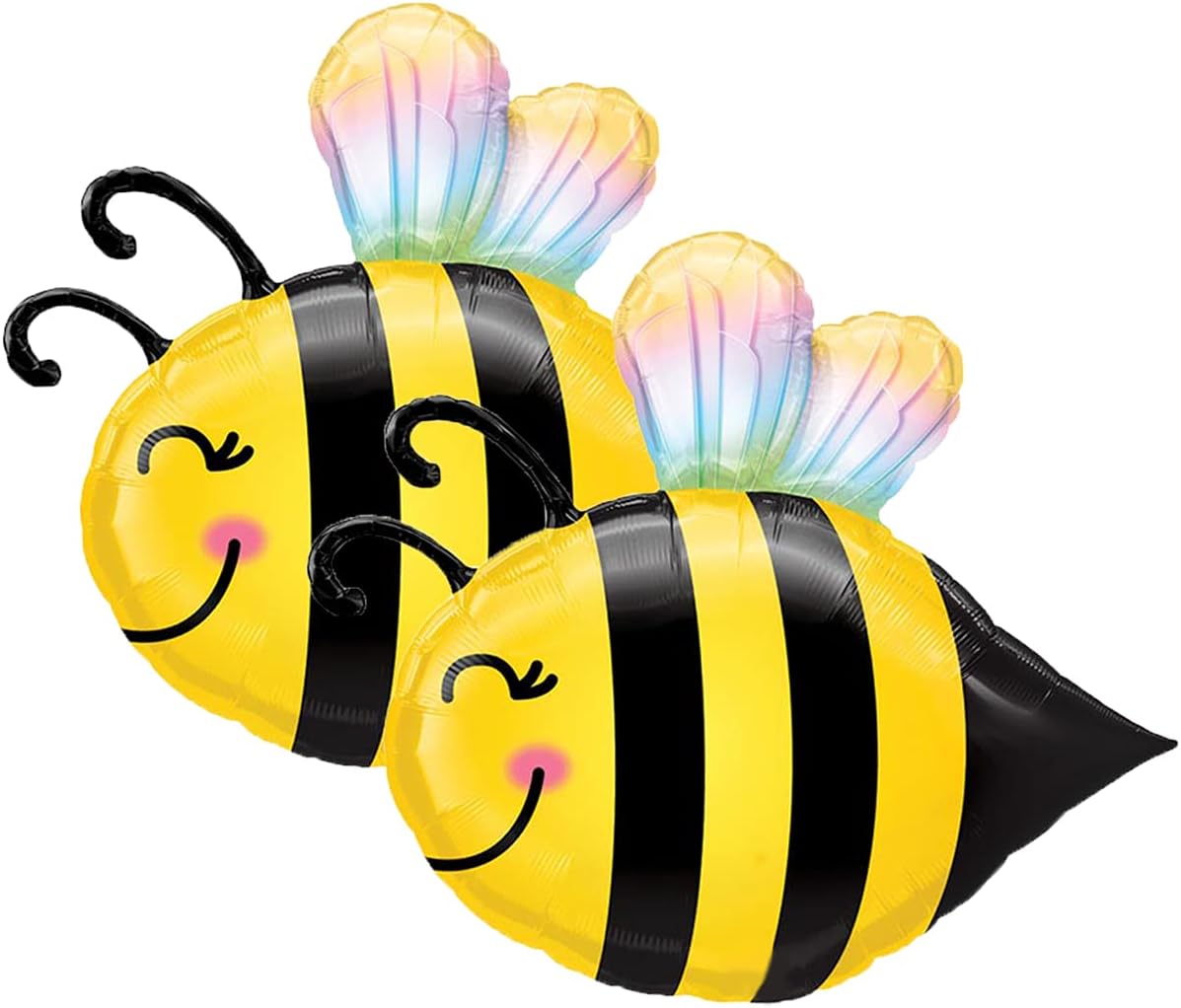 Set of 2 Sweet Yellow Bumblebee 38" Foil Party Balloons