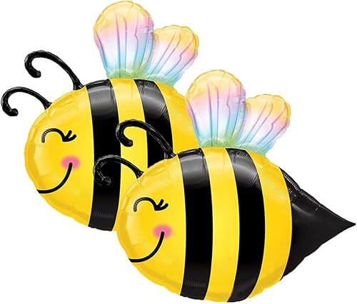 Juego de 2 globos de aluminio para fiesta de abejorro amarillo dulce de 38 pulgadas