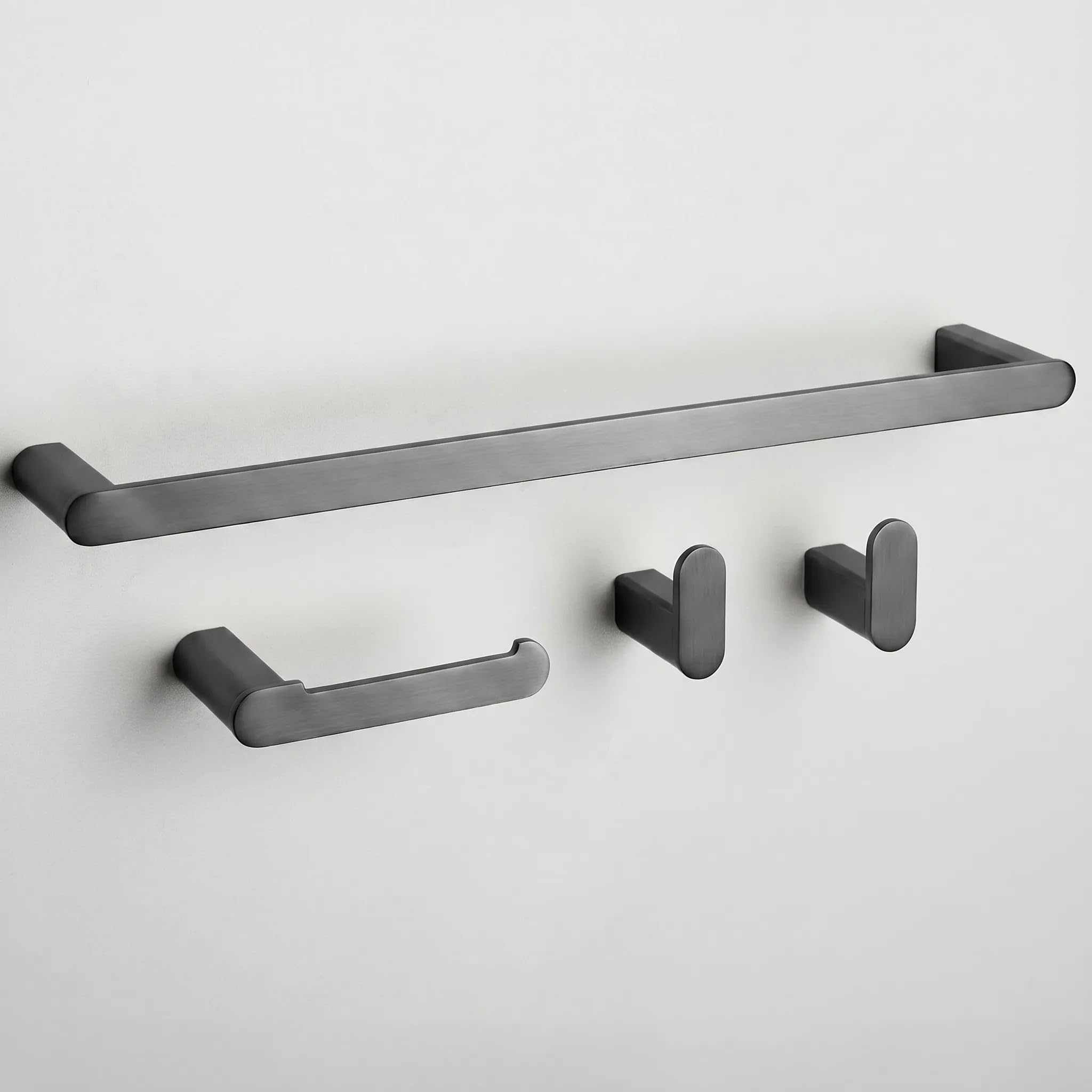 Rea - Juego de Perchas de baño Mati 4 Piezas - Titanio - Metal - 10 x 10 x 10 cm