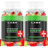 Research Labs - Premium Hemp Gummies 120 Count, 2 Fer 1 Ad. Advanced Formula with 500,000 Extract Blend. Natural - Helps Body Aches, Worriedness & to Feel Calm