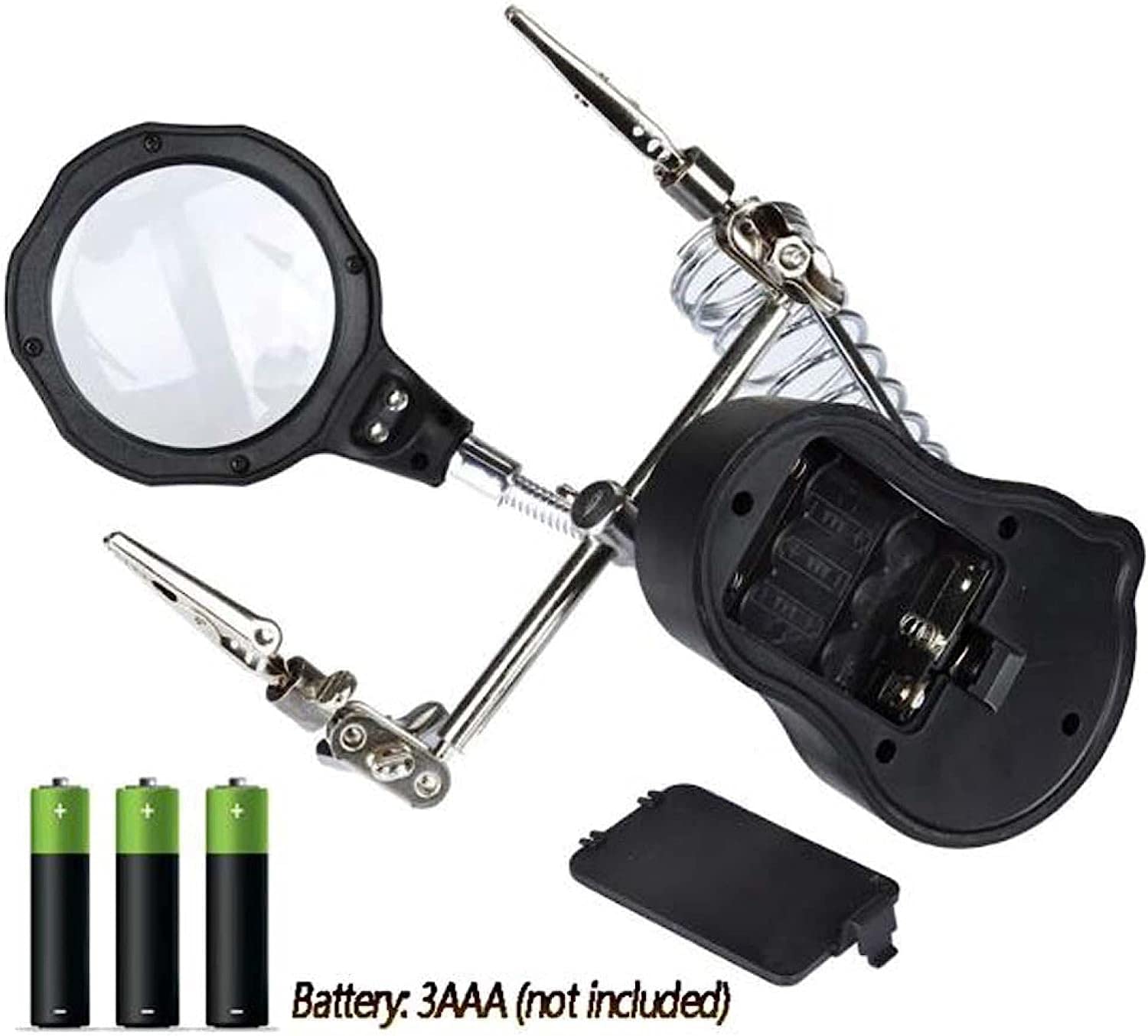 Lupa, lámpara de aumento de 3 aumentos con abrazadera de metal, lupa de joyería, reloj y reparación electrónica, mago