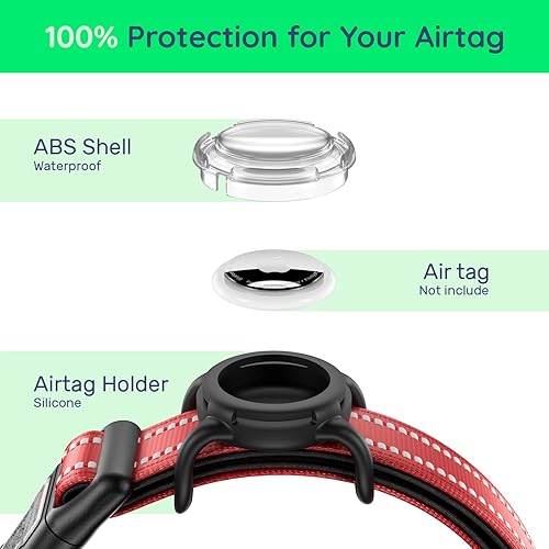 Miniatura 52 de Collar para perro Airtag con código QR, collar reflectante con soporte para Airtag, acolchado suave y hebilla de bloqueo de seguridad, collar Negro