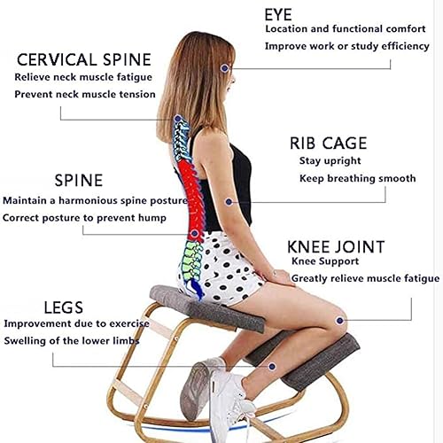 Miniatura 5 de Silla ergonómica para arrodillarse, taburete mecedor con corrección de postura para oficina, silla de escritorio en casa, silla de rodilla con