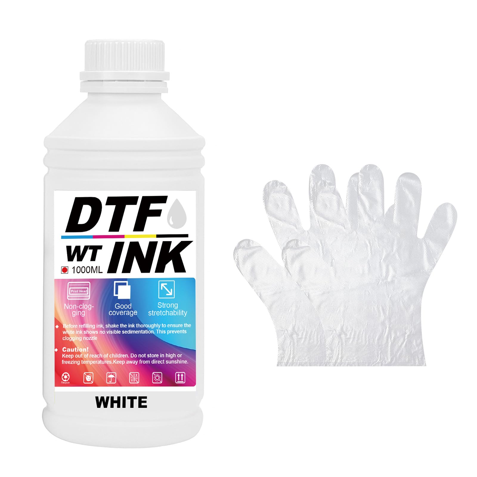 Inchiostro DTF, Trasferimento di Ricarica Ink per Stampanti a Getto D'Inchiostro Pellicola PET Termica Compatibile con i3200, DX5/DX7, 5113, i4720, XP600 (Bianco, 1000 ml)
