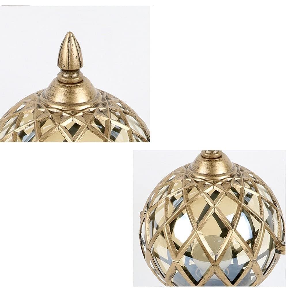 Lampa Słupki Kula Kolumna Światła E27 Aluminiowa Szklana Słup Zewnętrzne Lampy Słupkowe Dziedziniec Patio Ganek Brama Krajobraz Światło Zewnątrz i Drogę(Black)