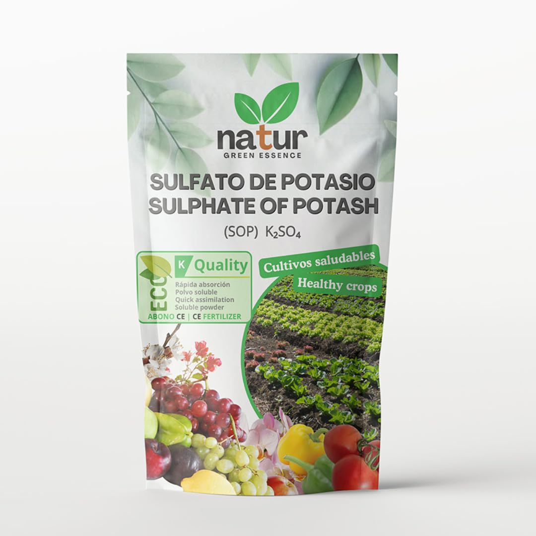 Sulfato Potásico para Jardín y Huerto - Fertilizante de Potásio y Azufre para todo tipo de Plantas Mejora Crecimiento y Producción, Nutriente esencial 1KG