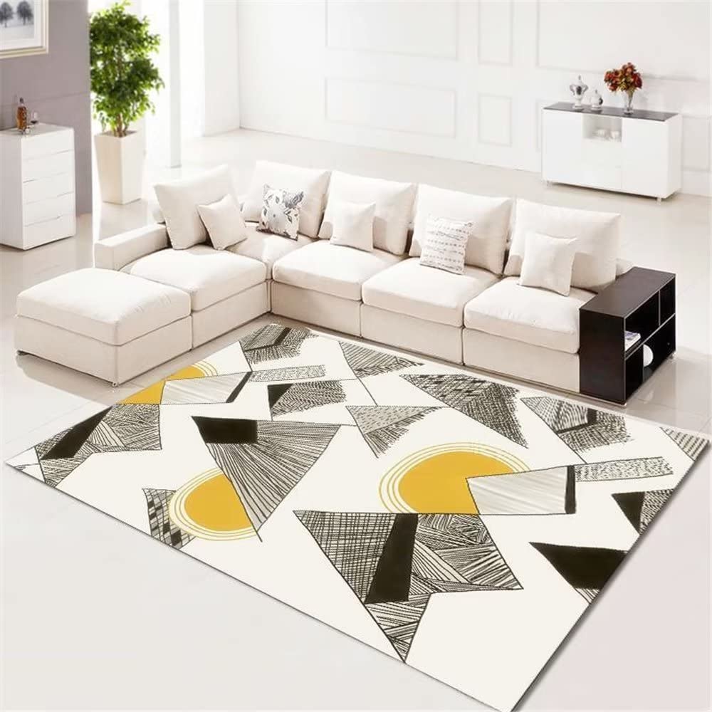 Tapis de dessin animé gris avec motif abstrait montagne résistant