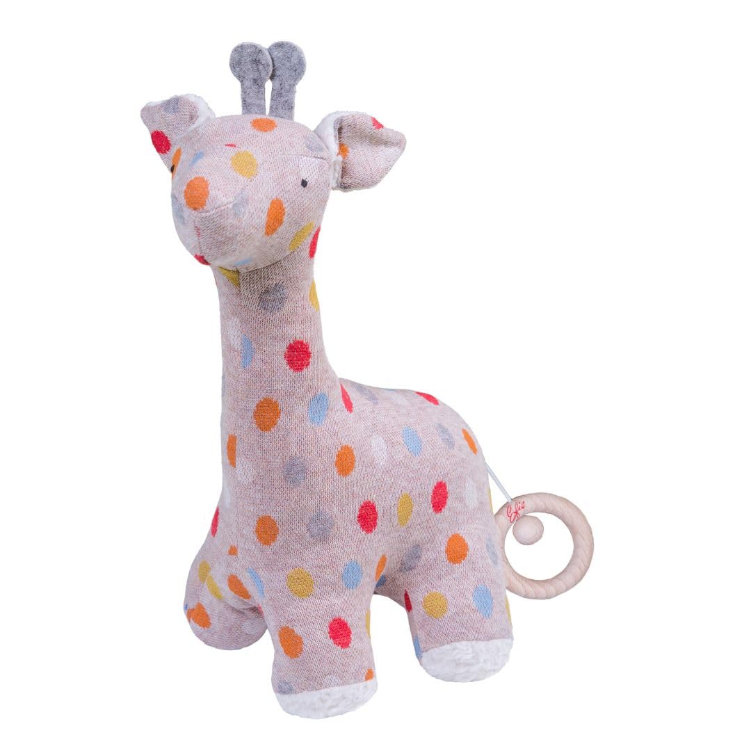 Efie Bio-Spieluhr Giraffe, Handgefertigt in Deutschland, 100% Bio-Baumwolle, Recycelte Füllung, Nachhaltig, Babyspielzeug ab Geburt, ca. 32 cm (Melodie: Mozarts Wiegenlied, schlafe Mein Prinzchen……)