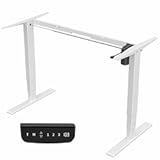 Electric Stand Up Desk Frame Workstation with Memory Touch Pad&comma; Single Motor Ergonomic Standing Height Adjustable Base&comma; White&comma; DESK-V102EW