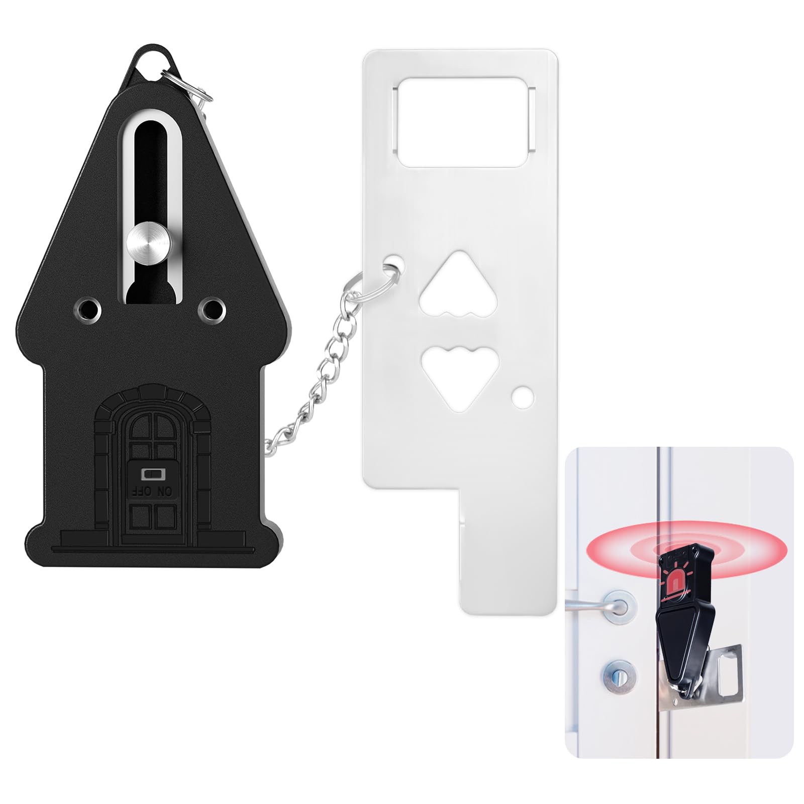 Upgraded Portable Door Lock with Alarm for Additional Privacy and Safety in Home, Dual Protection Door Alarm with 80dB Vibration Sensor for Travel, Hotel, Apartment, College, Home Security
