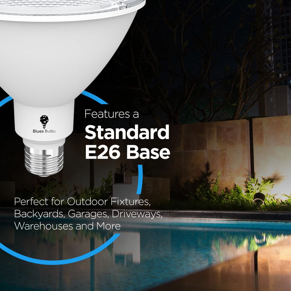 2 Pack High Power Outdoor PAR38 20W 250 Watt Equivalent 2800 Lumens Dimmable LED Flood Light Bulb Super — view 3