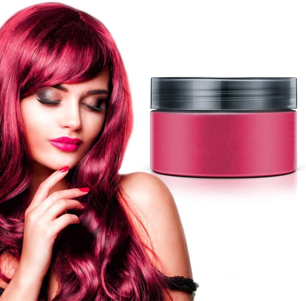 Hair Dye Wax Color Styling One-time Temporary Hairstyle Cream Mud 2.82oz For Men Women Hair Molding Paste Pomade Washable Disposable Gel Hairstyle For Party Cosplay Masquerade (Red)