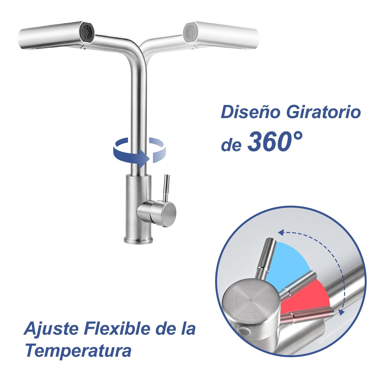Cieex Grifo Cocina Extraible Conjunto de Grifo Cocina Con Manguera et Cinta De Teflon Grifos Monomando Cocina Fregadero de Acero Inoxidable 4 Modos de Rociador