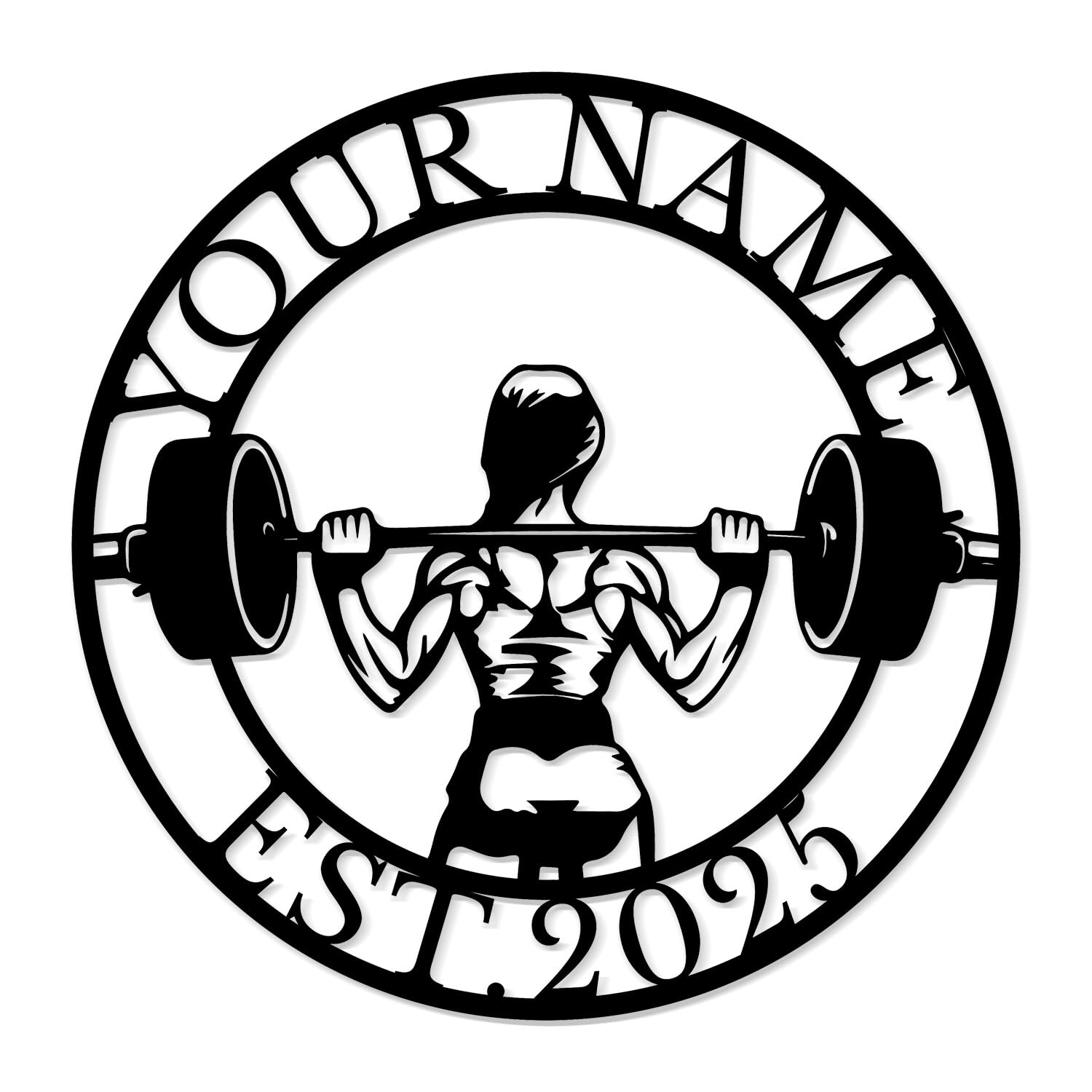 Personalized Metal Gym Sign, Custom Fitness Metal Wall Decor, Yoga Room Sign, fitness room decor, home gym decor, gifts for sports lovers, black metal — image 1