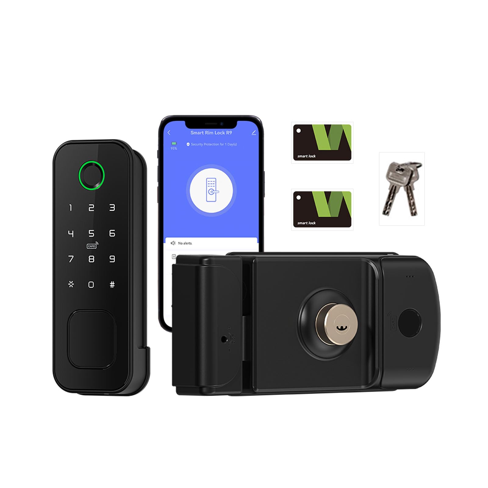 R2 Cerradura Inteligente con Huellas Dactilares Wi-Fi Tuya Smart | Acceso Tarjetas IC, Control por Aplicación, Contraseña/Llave/Desbloqueo Mecánico, Para Hogar, Oficina y Hotel