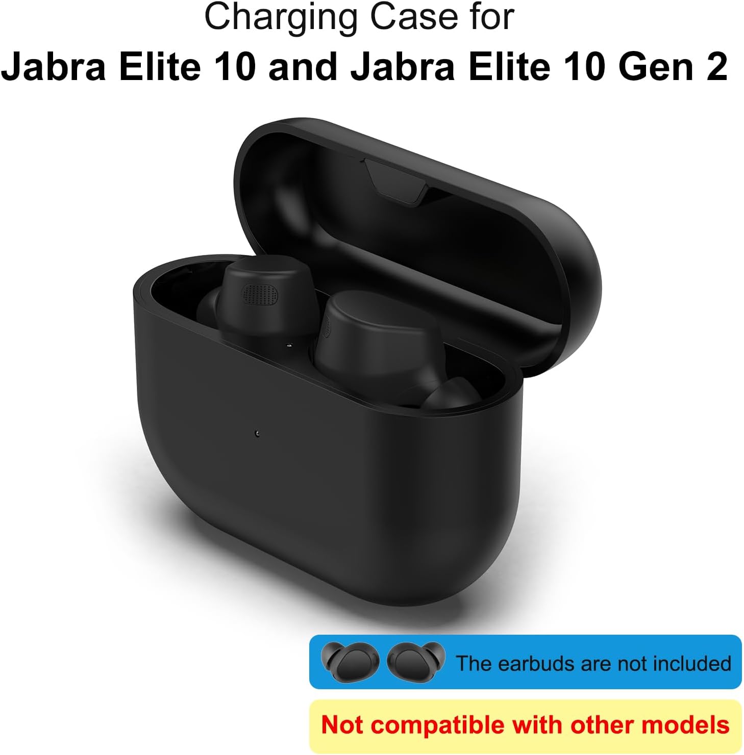 Charging Case Replacement Compatible with Jabra Elite10 and Jabra Elite 10 Gen 2 (Black) - Image 3