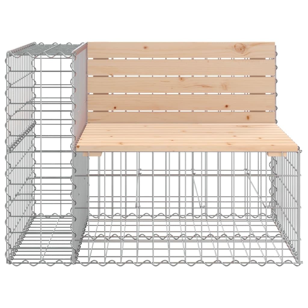 Banco de jardín de madera maciza de pino con base de gavión, 184 x 71 x 65,5 cm, robusto, banco para exteriores, para jardín, terraza y balcón