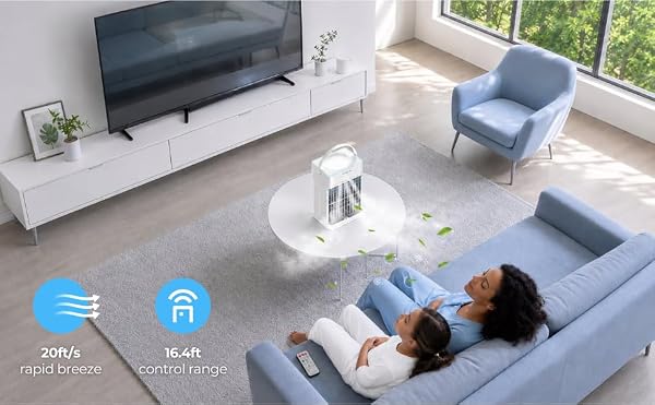 Portable Air Conditioners with 40oz XL Water Tank, 3 Speeds & 3 Mist Settings, 2/4/6/8h Timer & Night Lights, Personal Mini Small Portable Air Conditioner for Bedroom by TIOKVIOP - Image 3