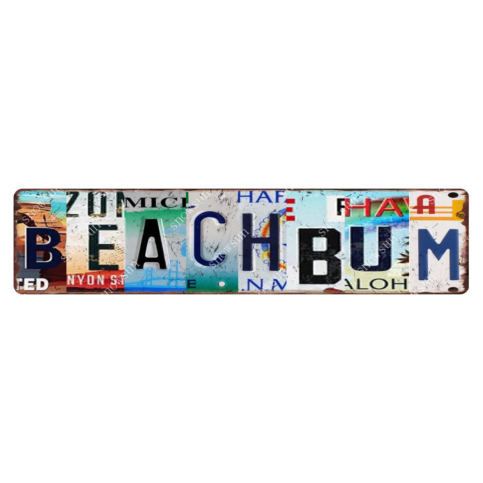 Funny Tin Sign Beach Bum Retro Metal Signs Wall Decor for Home Beach Cafe Bar 4x16 Inch
