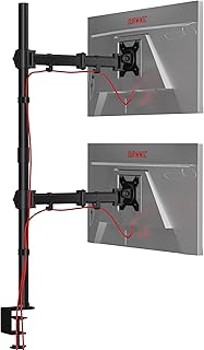 Duronic DMT252VX2 BK Brazo para Monitor de 13″ a 32″ de 8Kg máximo | Cabezal VESA 75 y 100 Giratorio e Inclinable -90°+ 35°| Altura Ajustable 100 cm |Brazo Extensible | Soporte TV LED LCD