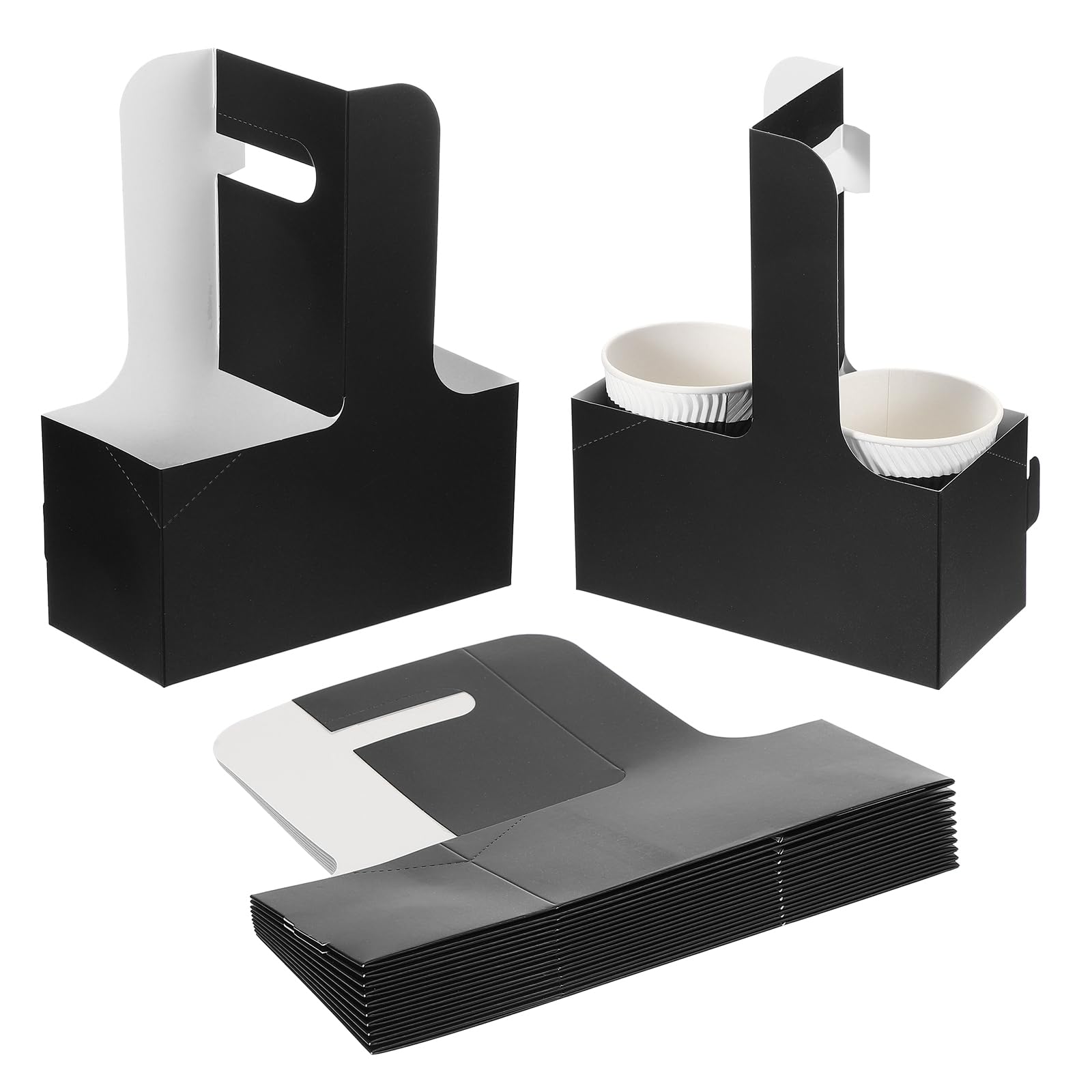 PATIKIL 2 Cup Drink Carrier mit Griff 20er Pack Kraftpapierbecherhalter, Tragbarer Einweg-Getränketräger mit Griff für Take-Out-Restaurant-Lebensmittel-Service, Multicolor