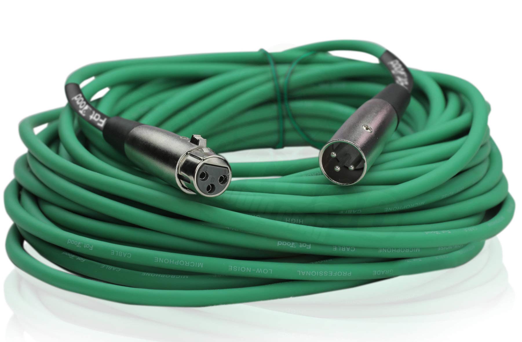 Fat Toad Cavi per microfono XLR da 15,2 m, serie ShieldedPRO X, confezione da 2, cavi patch audio verdi con connettori Lo-Z, cavo 24 AWG per attrezzatura da studio e palco