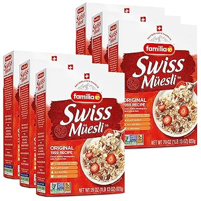 Familia Swiss Muesli Cereal, Original Recipe with Fruit and Nuts - Enjoy Hot, Cold or as Overnight Oats, 29 oz (Pack of 6)