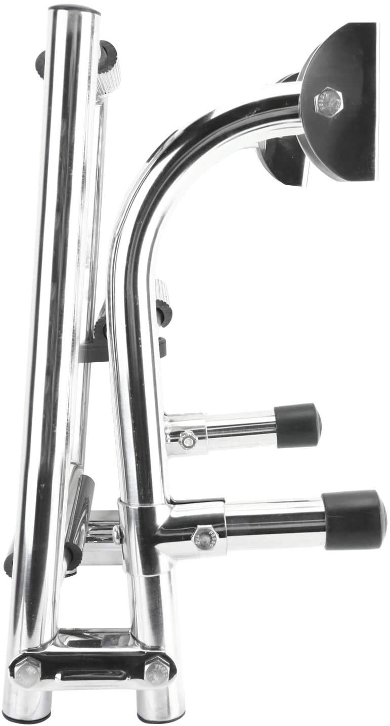 FreeTec Edelstahlleiter Badeleiter mit 3 Stufen klappbar Gummistufe mit Heckbefestigung und Befestigungsschrauben (7101S)