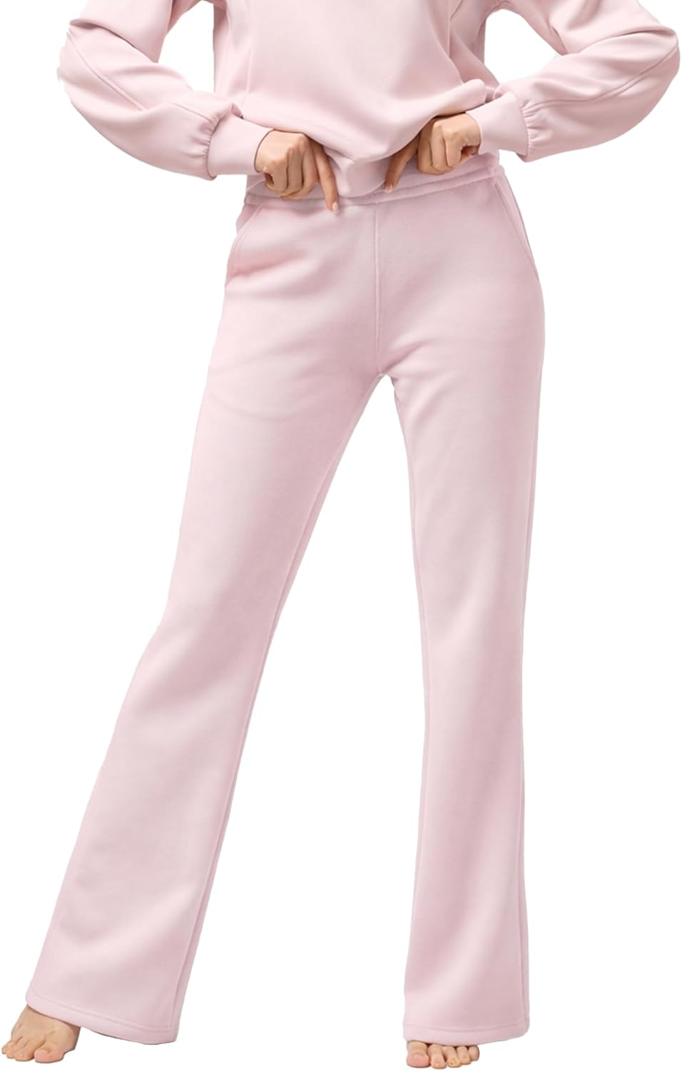 Fioboc Flare Pants for Women High Waisted Yoga Pants with Pockets Casual Lounge Wide Leg Sweatpants Athletic Gym