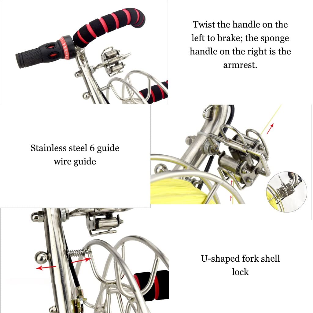 Moulinet De Cerf-Volant, Enrouleur De Cerf-Volant Extérieur, Roue à Sangle En Acier Inoxydable, Roue Anti-Retour à Frein Silencieux (Color : SilverA, Size : 28cm