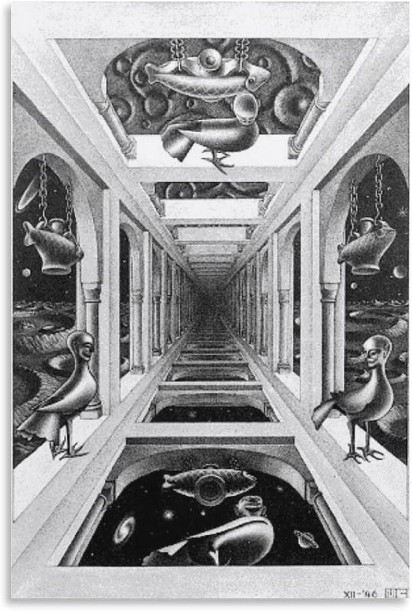 Matvsd Kohecs M.C. Escher Poster《Gallery》Canvas Painting M.C. Escher Wall Art Aesthetic Illustration Prints for Office Home Decor Picture 30x45cmx1 Frameless