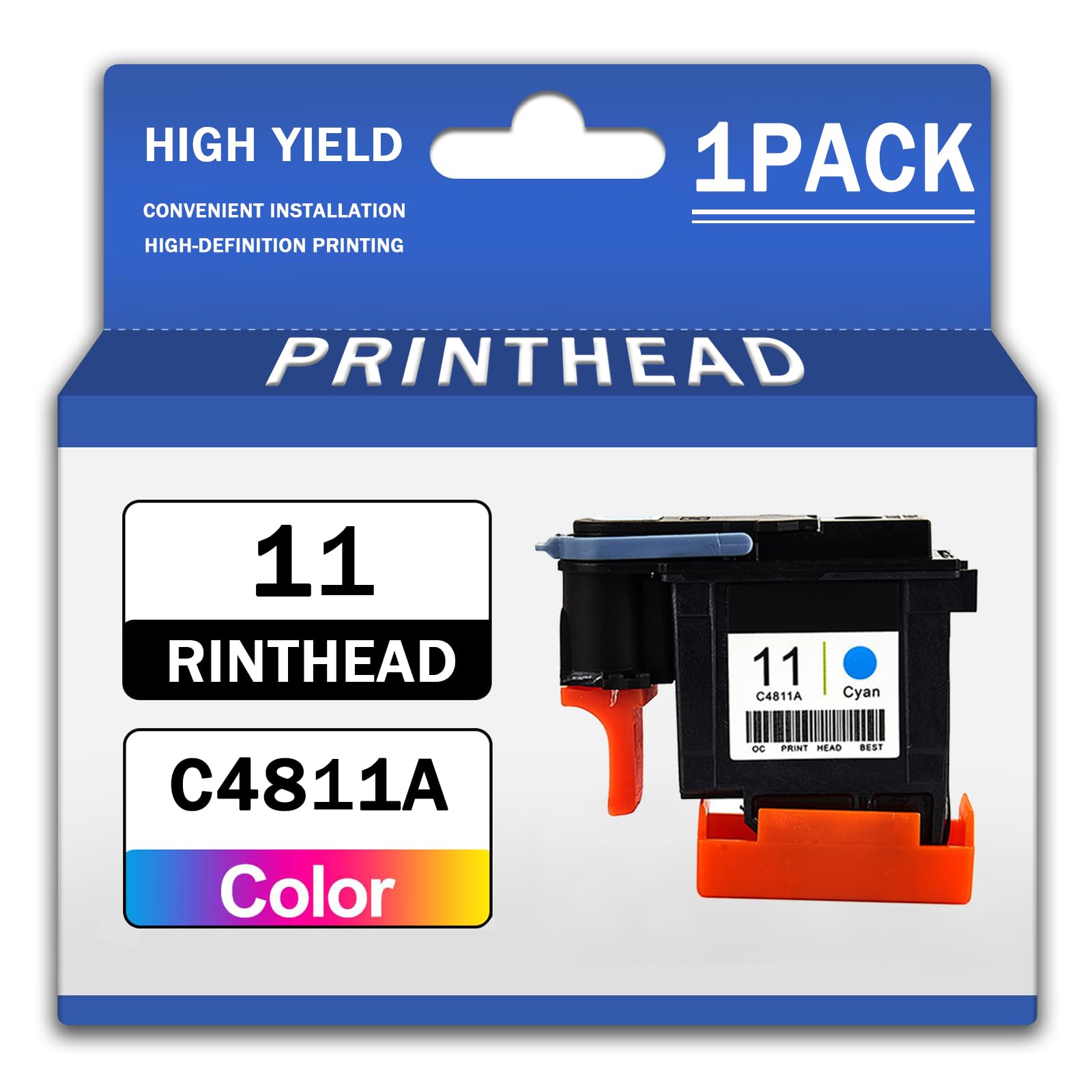 Ricambi 11 C4810A C4811A C4812A C4813A Kit combinato di testine di stampa compatibile con stampanti HP Designjet 100 110 500 510 800 1000 1100 1200 1700 2200 2280 2600 2800 9100,Cyan-1 Set