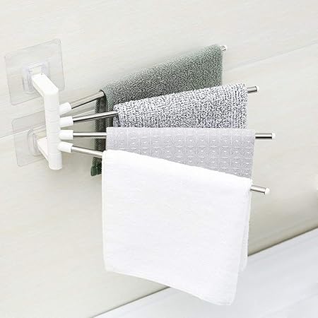 EXSESON 4 Bar Stainless Steel Towel Rack with Rod (Medium)