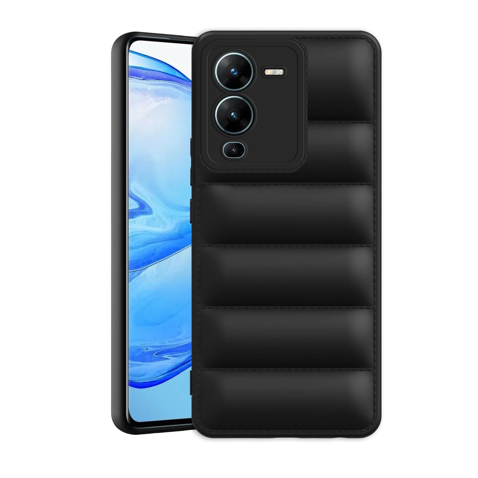 Amazon Brand - Solimo Rubber Puffer Case Camera Protection Soft Back Cover for Vivo V25 Pro 5G-Black (B0CQT7X65C) Amazon Price History, Amazon Price Tracker