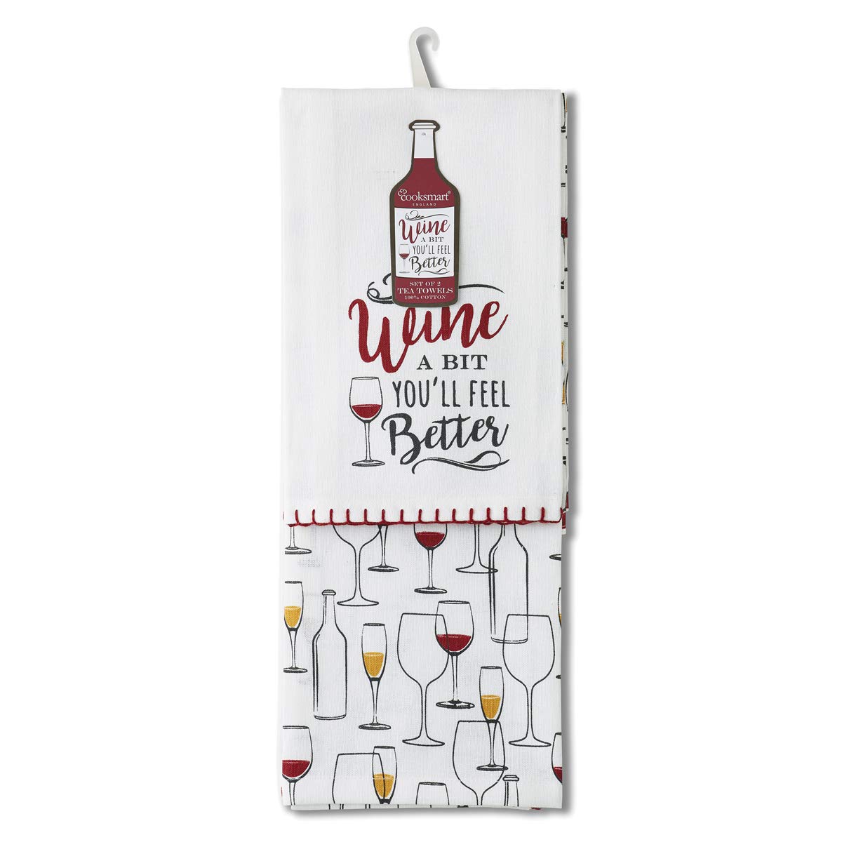 Cooksmart Wine A Bit Tea Towel 2pk
