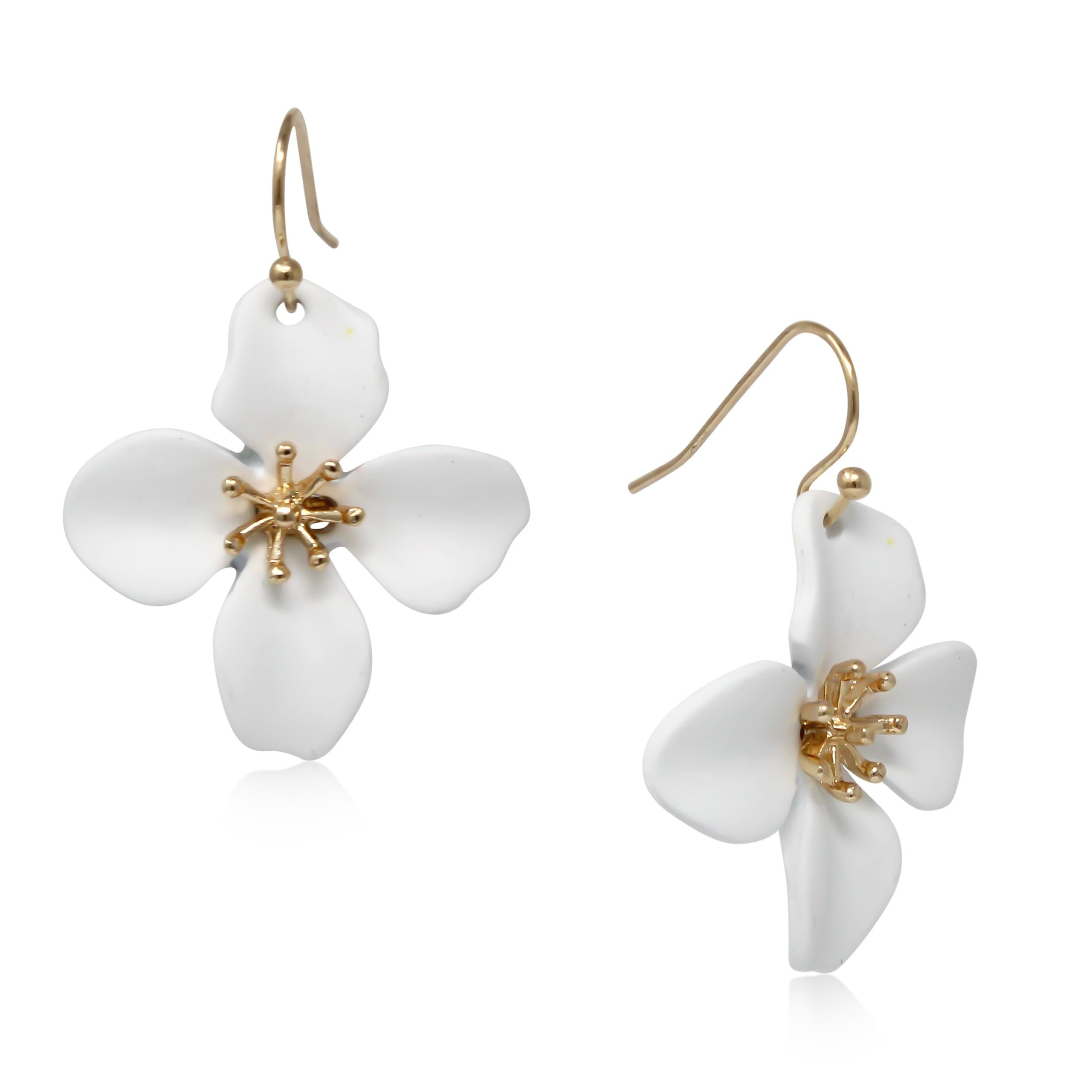 POMINA White Flower Statement Necklace for Women, Floral Bib Collar Necklace with Adjustable Chain, Flower Earrings, Elegant Costume Jewelry for