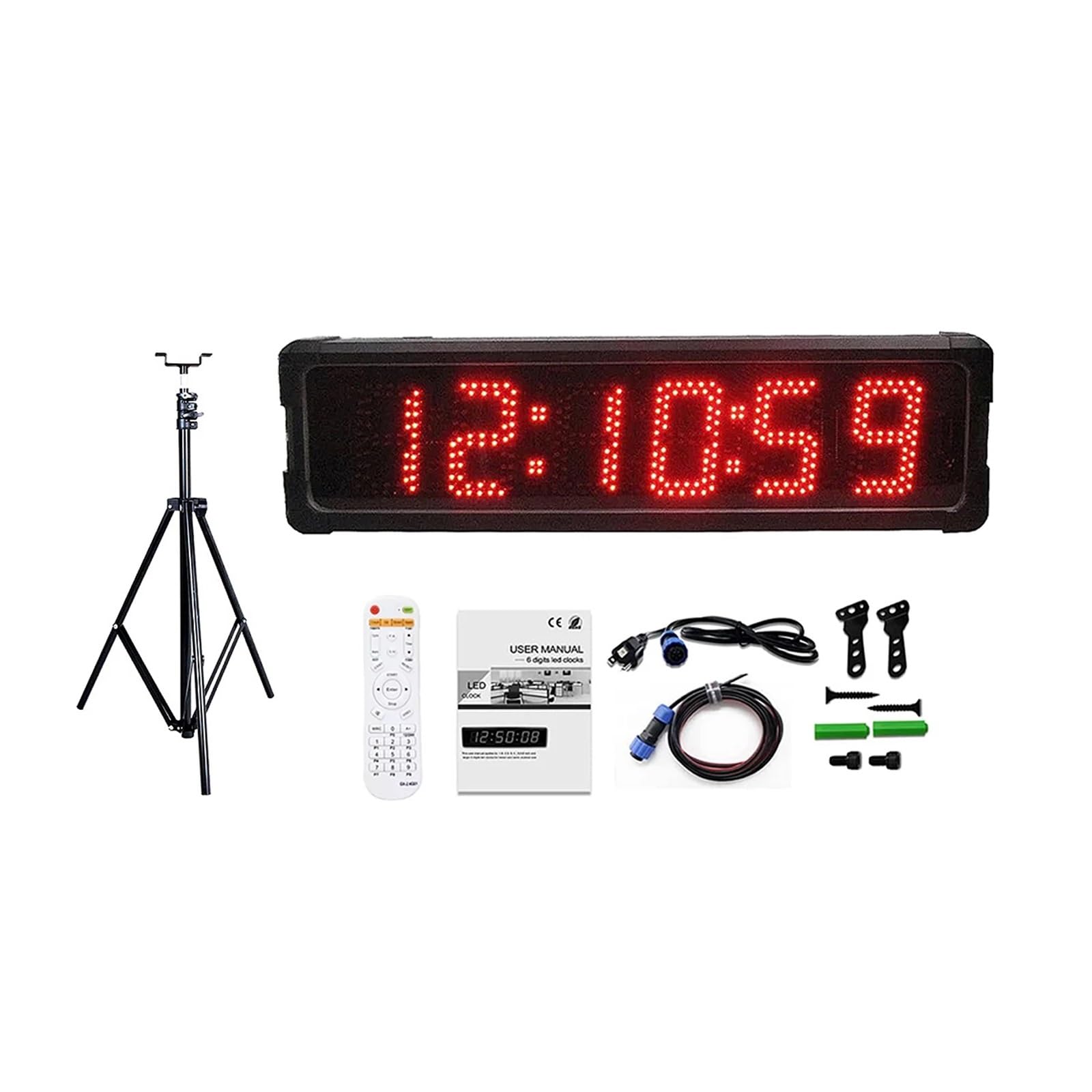 Timer palestra, Orologio digitale con conto alla rovescia di grandi dimensioni, 5 pollici, telecomando a 6 cifre, lega alluminio(Suit A)