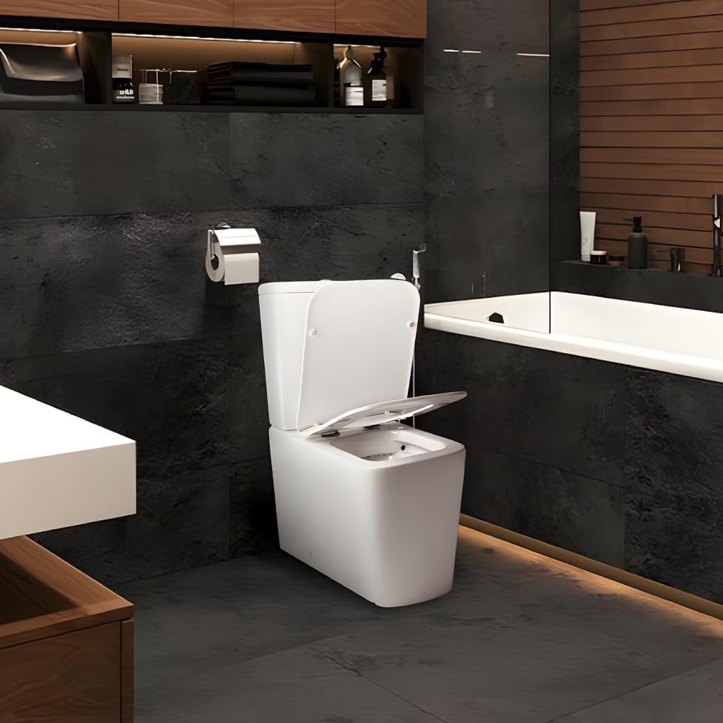 Inodoro Compacto 81x40 Cerámica Rimless WC | Tapa Amortiguada Extrafina Soft Close · Sistema Doble Descarga 3/6L · Salida Dual Horizontal/Vertical