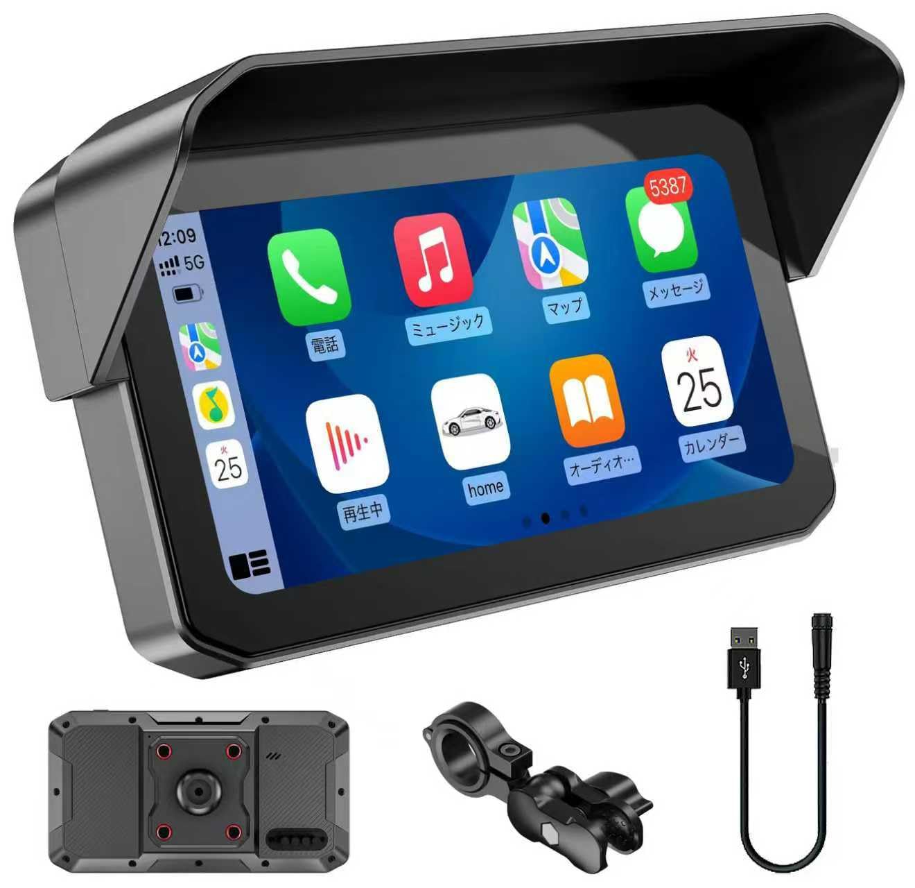 値下げしました！カーディスプレイ、スマートカー録画モニター IPS ナビ Amazon.co.jp: BOSUDA バイク用スマートモニター【Carplay/Android