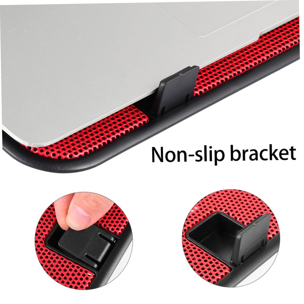 Base refrigerante para portátil con doble ventilador y soporte ajustable rojo miniatura 3