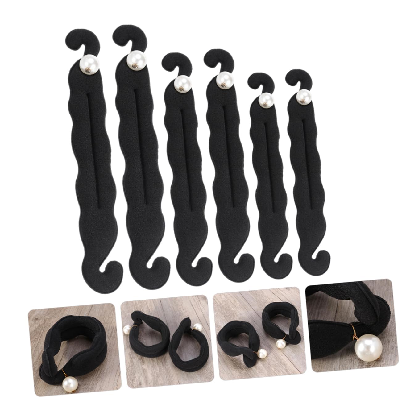 Beavorty 5 Set Di Eleganti Fermagli Per Chignon Decorati Per Donne Arricciacapelli Strumento Per Coda Di Cavallo Set Di Modellatori Per Chignon 6 Pezzi*5