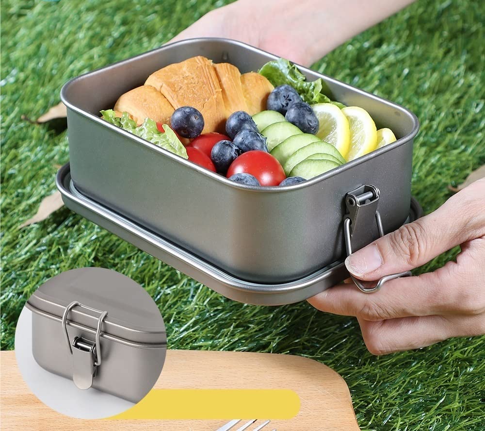 1 STÜCK 800 ml Reine Titan-Lunchbox für den Außenbereich, tragbare, versiegelte Lunchbox (Farbe: 800 ml A) (800 ml B)