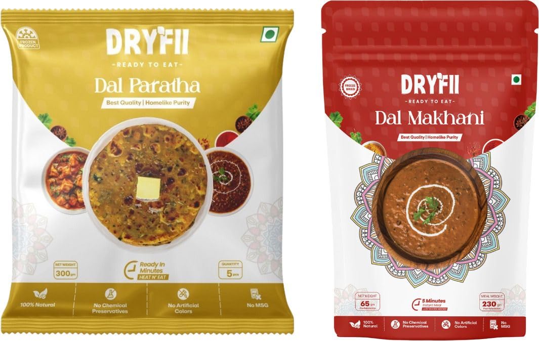 Dryfii Ready-to-Eat Dal Paratha (5 Pcs Parathas) with Dal Makhani | Creamy Veg Combo Meal | Pure Vegetarian-image-37