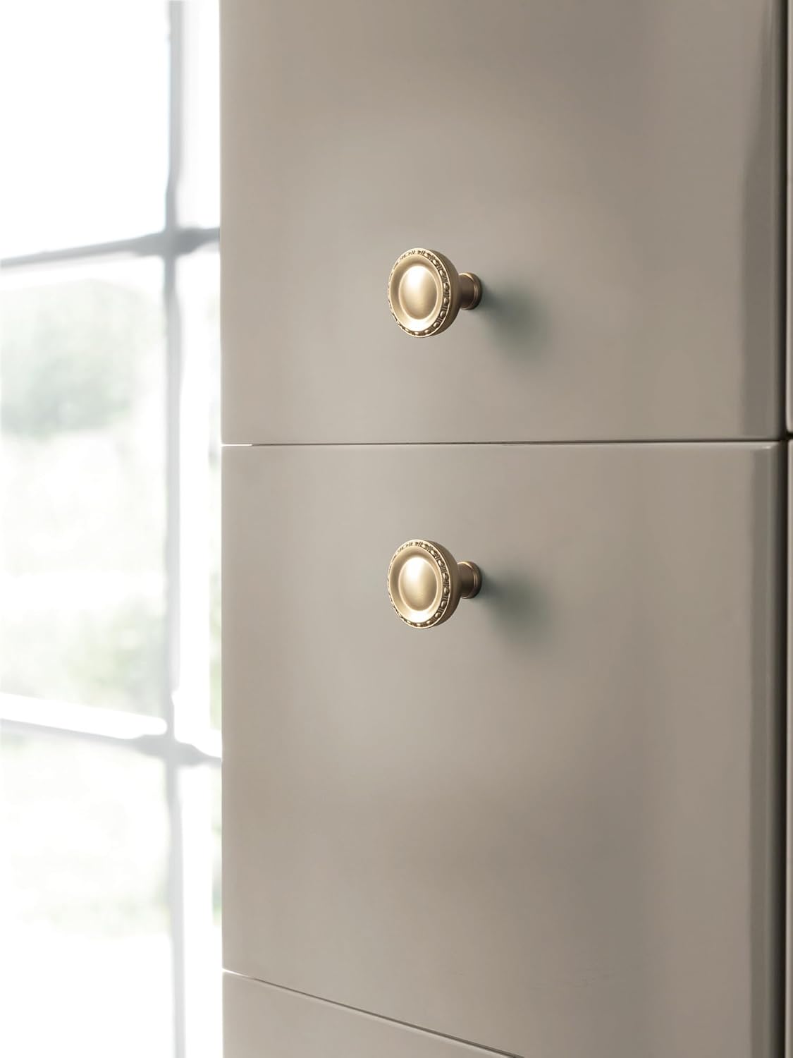 Goo-Ki 6 Packed Champagne Bronze Cabinet Knob- 1.3''(33mm) Dia Zinc Alloy Drawer Knobs in Retro Style