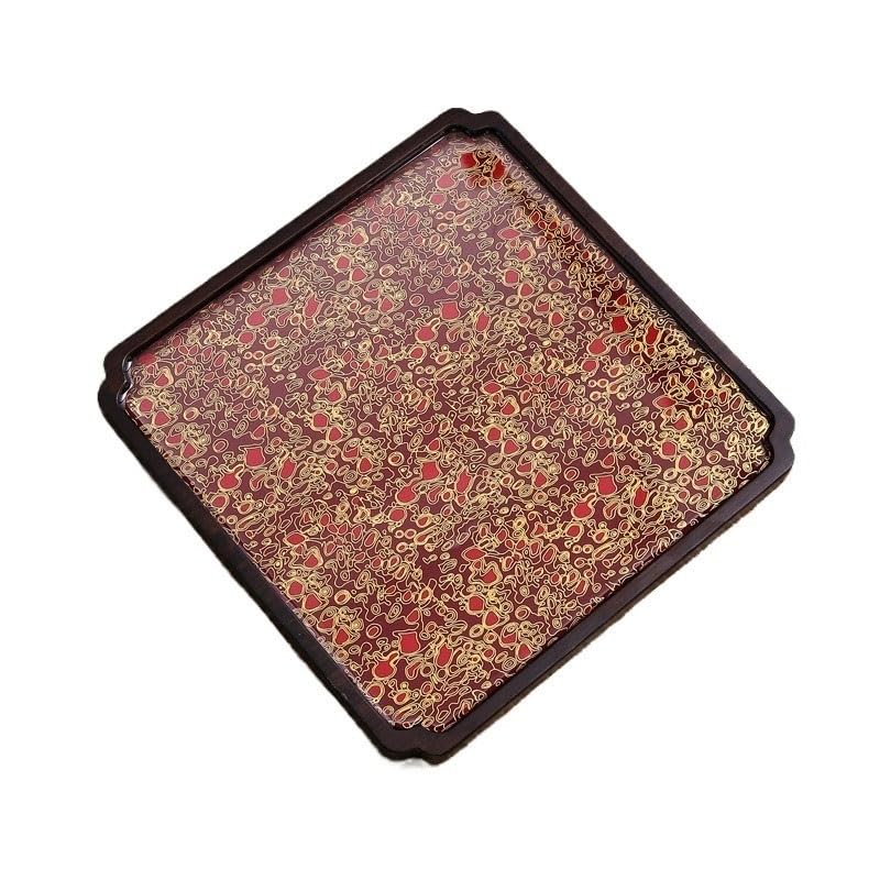 Vassoio Vassoio da tè Cinese retrò Imitazione lacca Tavolo da tè Piccolo Set da tè Kung Fu for Uso Domestico portavaso Vassoio da tè Secco Vassoi da Portata(Red,L)